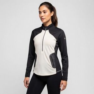 Under Armour Womens ColdGear Reactor Half Zip Pullover Black White Medium